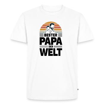 Best dad in the world in retro sunset - Men's Premium Organic T-Shirt - white - Front - Nico (187cm)