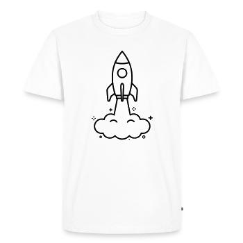 Rocket Clouds Kawaii Outline - Men's Premium Organic T-Shirt - white - Front - Nico (187cm)