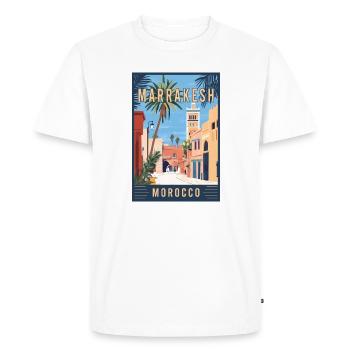 Explorez les souks vibrants de Marrakech au Maroc - T-shirt Premium bio Homme - blanc - Devant - Nico (187cm)