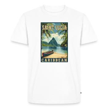 Découvrez le Paradis tropical caribéen de Sainte-Lucie - T-shirt Premium bio Homme - blanc - Devant - Nico (187cm)