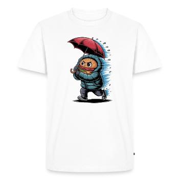 Burger drôle sous la pluie avec parapluie et - T-shirt Premium bio Homme - blanc - Devant - Nico (187cm)