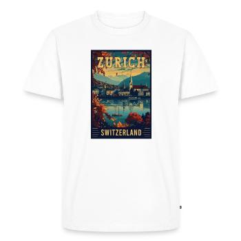 Découvrez Zurich en Suisse Art de voyage vintage - T-shirt Premium bio Homme - blanc - Devant - Nico (187cm)
