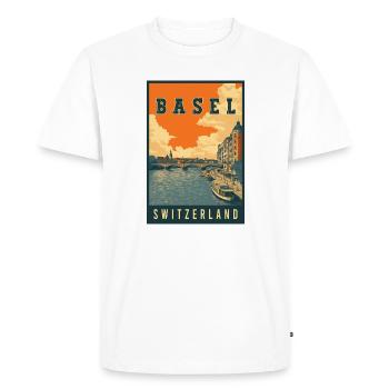 Explorez la ville fluviale de Bâle en Suisse - T-shirt Premium bio Homme - blanc - Devant - Nico (187cm)
