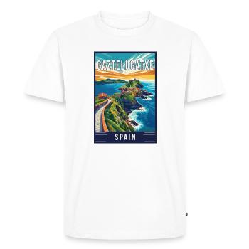 Discover Enchantment of Gaztelugatxe in Spain - Men's Premium Organic T-Shirt - white - Front - Nico (187cm)