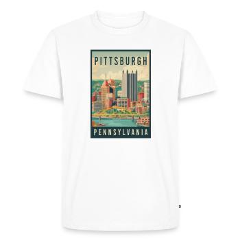 Explorez la silhouette de Pittsburgh en Pennsylvanie - T-shirt Premium bio Homme - blanc - Devant - Nico (187cm)