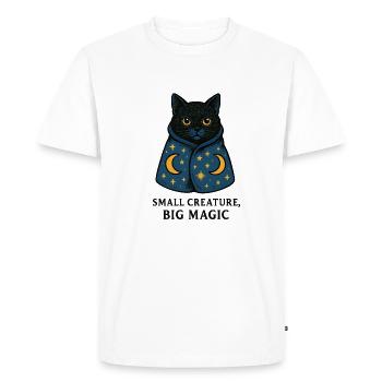 Magie féline dans un manteau étoilé - T-shirt Premium bio Homme - blanc - Devant - Nico (187cm)