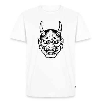 Masque démoniaque japonais - T-shirt Premium bio Homme - blanc - Devant - Nico (187cm)