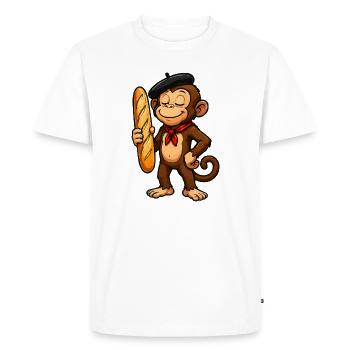 Baguette singe avec béret - T-shirt Premium bio Homme - blanc - Devant - Nico (187cm)