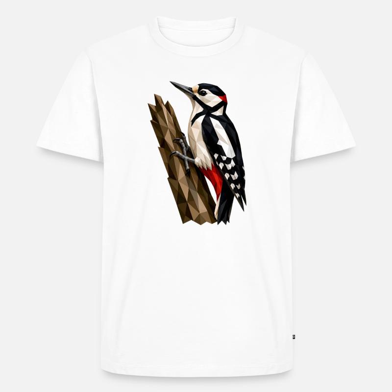 Polygonaler Waldspecht - Männer Premium Bio T-Shirt - Weiß