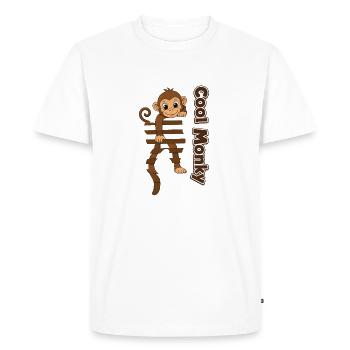Singe sur une échelle en bois - T-shirt Premium bio Homme - blanc - Devant - Nico (187cm)