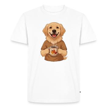 Golden Retriever Coffee Fall Dog Motif - T-shirt Premium bio Homme - blanc - Devant - Nico (187cm)