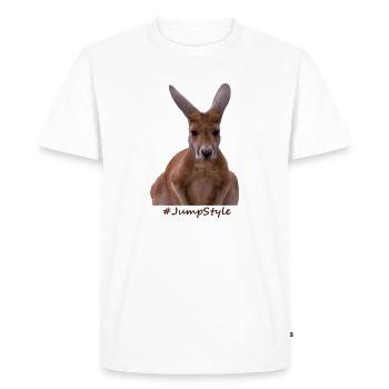 Kangoroo with Text Jumpstyle - Men's Premium Organic T-Shirt - white - Front - Nico (187cm)