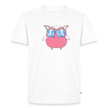 Hibou, bande dessinée, hibou rose, lunettes de soleil, étoile - T-shirt Premium bio Homme - blanc - Devant - Nico (187cm)