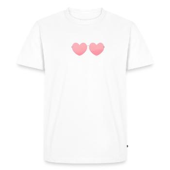 Owl, comic, white owl, sunglasses, heart - Men's Premium Organic T-Shirt - white - Front - Nico (187cm)