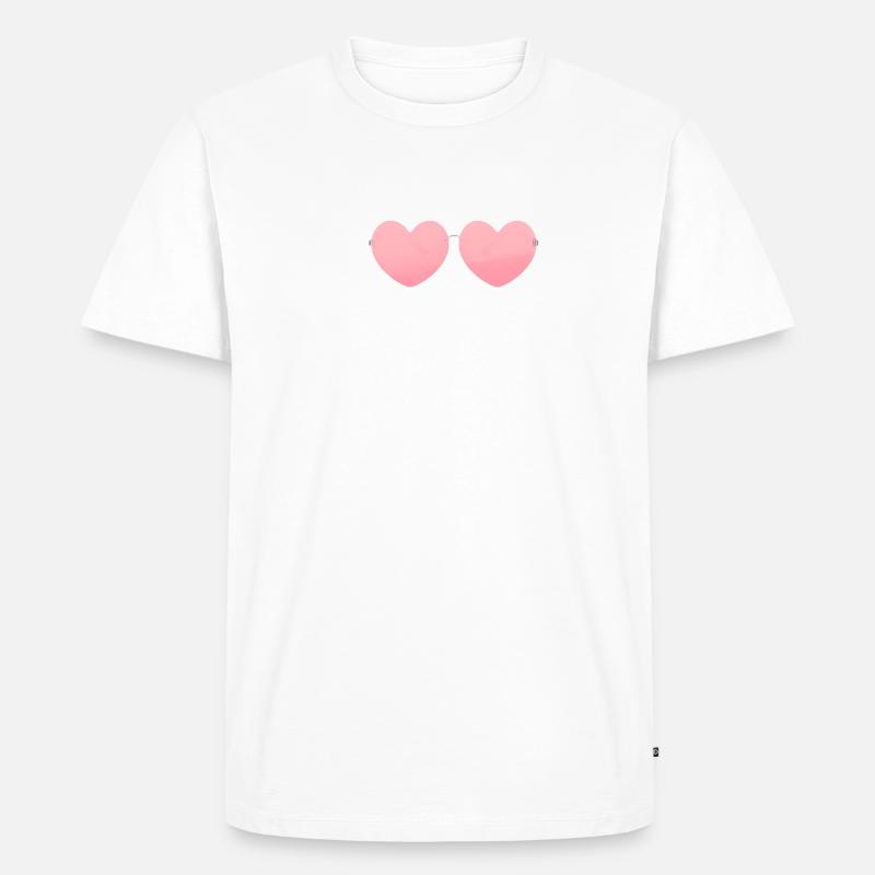 Eule, Comic, weisse eule,sonnenbrille,herz - Männer Premium Bio T-Shirt - Weiß