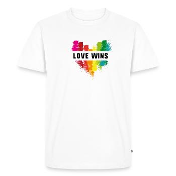 love wins,love,heart,graffiti,rainbow,LGBT - Men's Premium Organic T-Shirt - white - Front - Nico (187cm)