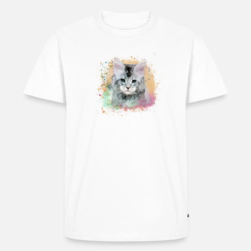 kätzchen,katze,graffiti,malerei, Maine-Coon-Katze, - Männer Premium Bio T-Shirt - Weiß