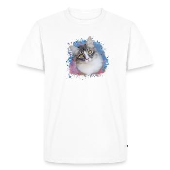 cat, colorful, watercolor, art, painting, graffiti, yellow - Men's Premium Organic T-Shirt - white - Front - Nico (187cm)