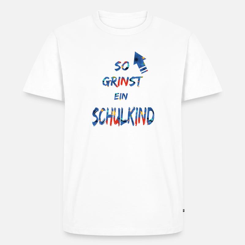 Schulkind grinst - Einschulung - Bl - Männer Premium Bio T-Shirt - Weiß