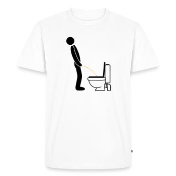 Logo de toilette debout pee piss toilette toilette toilette aulne - T-shirt Premium bio Homme - blanc - Devant - Nico (187cm)