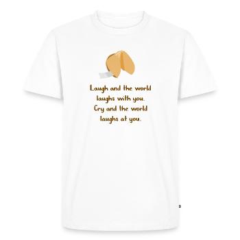 Rire et pleurer - T-shirt Premium bio Homme - blanc - Devant - Nico (187cm)