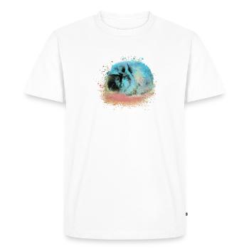 cochon d’Inde, graffiti, peinture, bleu, rose, pop-art - T-shirt Premium bio Homme - blanc - Devant - Nico (187cm)