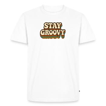 Restez branché et optez pour un design rétro vintage | Style hippie des années 70 - T-shirt Premium bio Homme - blanc - Devant - Nico (187cm)