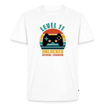 chemise d'anniversaire pour enfants gamer débloqué niveau 11 - T-shirt Premium bio Homme - blanc - Devant - Nico (187cm)