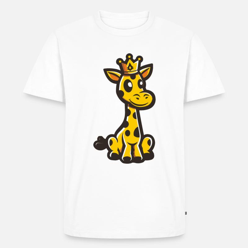 Giraffe Comic Krone - Männer Premium Bio T-Shirt - Weiß