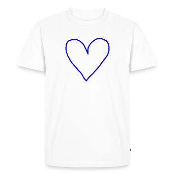 Idée cadeau bleu cœur - T-shirt Premium bio Homme - blanc - Devant - Nico (187cm)