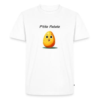P'tite Patate Pomme de terre - T-shirt Premium bio Homme - blanc - Devant - Nico (187cm)
