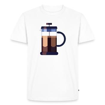 Coffee Frenchpress Cappuccino Latte Art - Men's Premium Organic T-Shirt - white - Front - Nico (187cm)