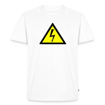 Hochspannung Achtung Schild Symbol Warnung Strom - Männer Premium Bio T-Shirt - Weiß - Vorne - Nico (187cm)