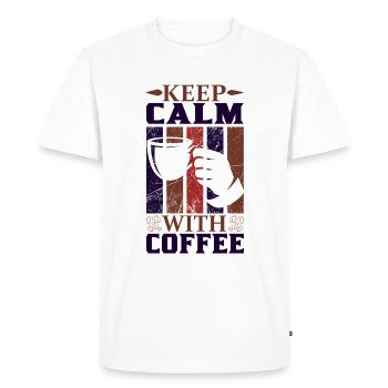 Keep Calm with Coffee - Men's Premium Organic T-Shirt - white - Front - Nico (187cm)