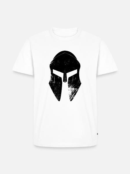Spartan helmet/ Spartaner Helm - Männer Premium Bio T-Shirt - Weiß