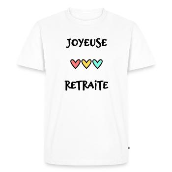 RETRAITE. BONNE RETRAITE. JOYEUSE RETRAITE - T-shirt Premium bio Homme - blanc - Devant - Nico (187cm)