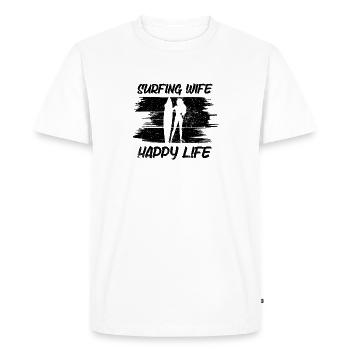 Surf femme Happy Life Wellenreiten Surfen Surfer - T-shirt Premium bio Homme - blanc - Devant - Nico (187cm)