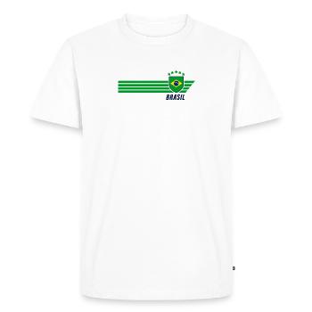 Brésil Maillot de fan de football brésilien Seleção - T-shirt Premium bio Homme - blanc - Devant - Nico (187cm)