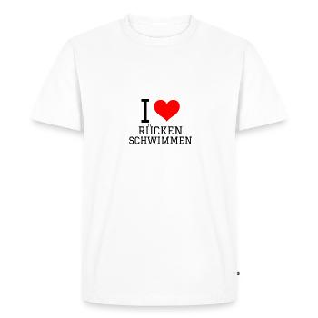 Nager en disant drôle J’aime le dos - T-shirt Premium bio Homme - blanc - Devant - Nico (187cm)