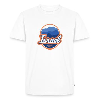 Sentier national d’Israël - T-shirt Premium bio Homme - blanc - Devant - Nico (187cm)