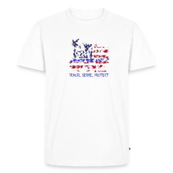 Honorer, servir, protéger, États-Unis, colombes, Amérique, ligne bleue - T-shirt Premium bio Homme - blanc - Devant - Nico (187cm)