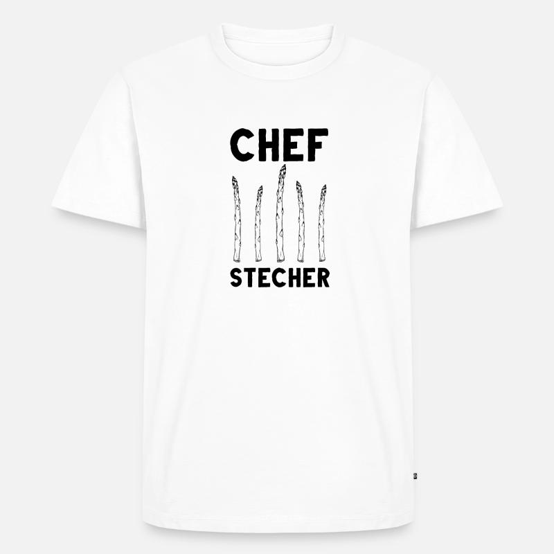 Chefstecher Spargelstecher Spargelernte Bauer - Männer Premium Bio T-Shirt - Weiß