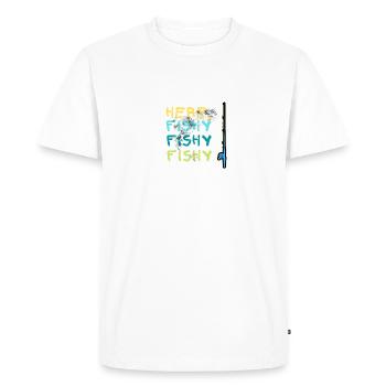 Mignon Ici Poisson Poisson PoissonEux Pêcheur Amoureux Pêcheur Amour - T-shirt Premium bio Homme - blanc - Devant - Nico (187cm)