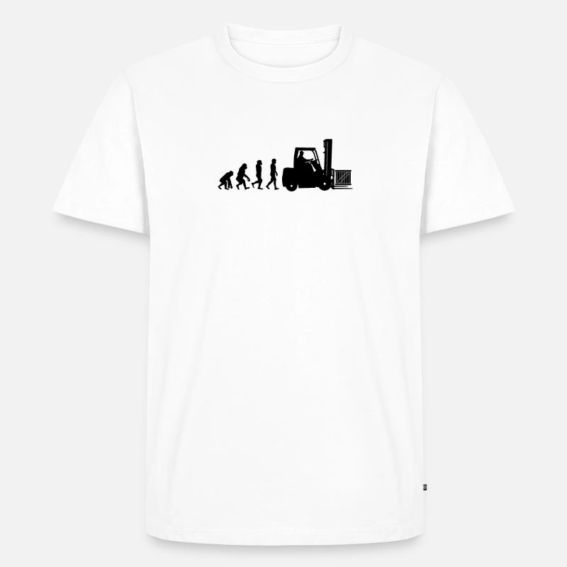 Evolution eines Staplerfahrer - Männer Premium Bio T-Shirt - Weiß