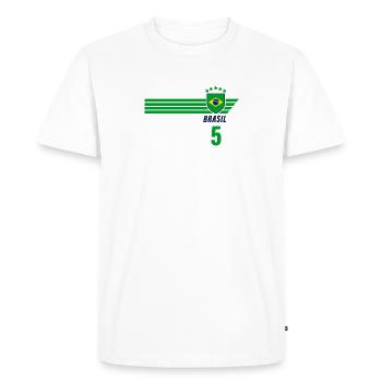 Brésil Maillot de fan de football brésilien Seleção - T-shirt Premium bio Homme - blanc - Devant - Nico (187cm)