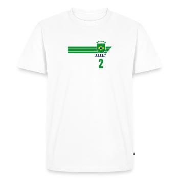 Brésil Maillot de fan de football brésilien Seleção - T-shirt Premium bio Homme - blanc - Devant - Nico (187cm)