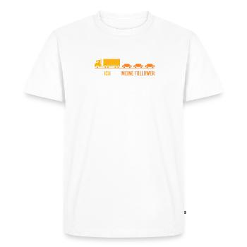 Les camions et mes followers - T-shirt Premium bio Homme - blanc - Devant - Nico (187cm)