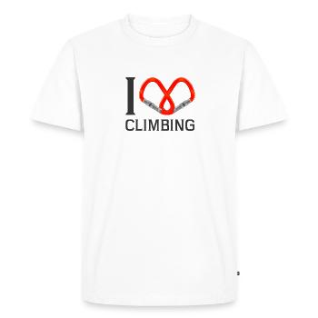 J’adore l’escalade Alpinisme Randonnée en montagne - T-shirt Premium bio Homme - blanc - Devant - Nico (187cm)