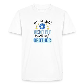 Mon dentiste préféré m’appelle Frère Zahnmediziner - T-shirt Premium bio Homme - blanc - Devant - Nico (187cm)