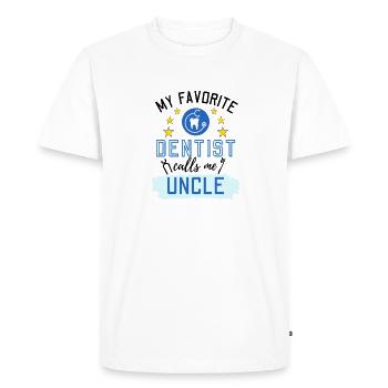 My Favorite Dentist Calls Me Uncle Zahnmediziner - Men's Premium Organic T-Shirt - white - Front - Nico (187cm)